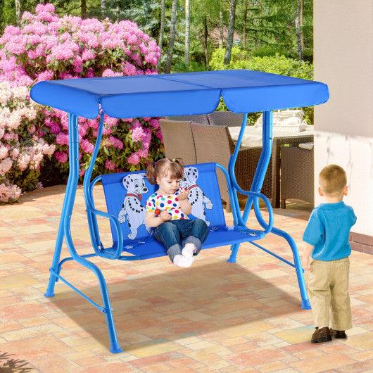 Outdoor Kids Patio Swing Bench with Canopy 2 Seats at Set Shop and Smile