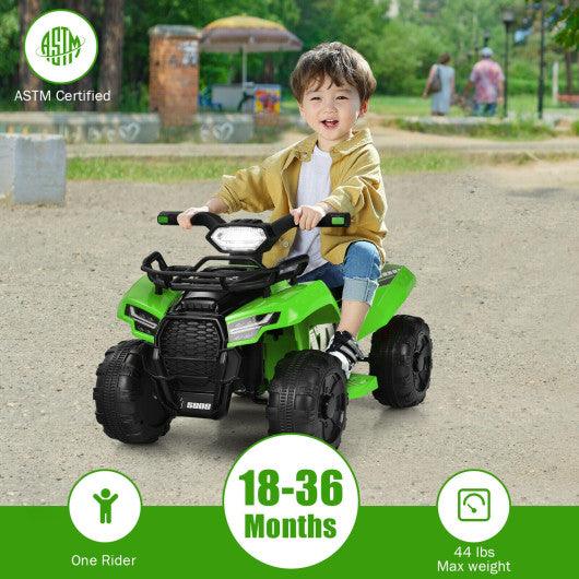 6V Kids ATV Quad Electric Ride On Car with LED Light and MP3-Green at Set Shop and Smile