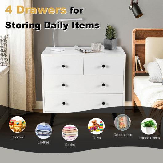 4 Drawers Dresser Chest of Drawers Free Standing Sideboard Cabinet-White at Set Shop and Smile