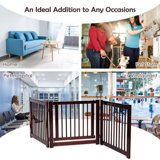 24 Inch Configurable Folding 3 Panel Wood Dog Fence at Set Shop and Smile