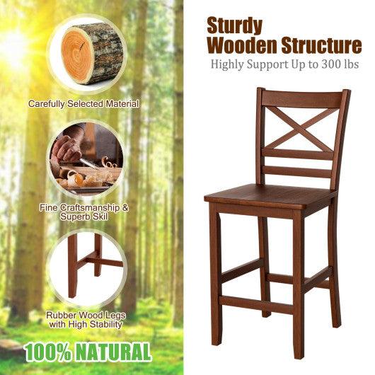 Set of 2 Bar Stools 24 Inch Counter Height Chairs with Rubber Wood Legs at Set Shop and Smile