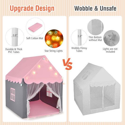 Kids Playhouse Tent with Star Lights and Mat-Pink at Set Shop and Smile