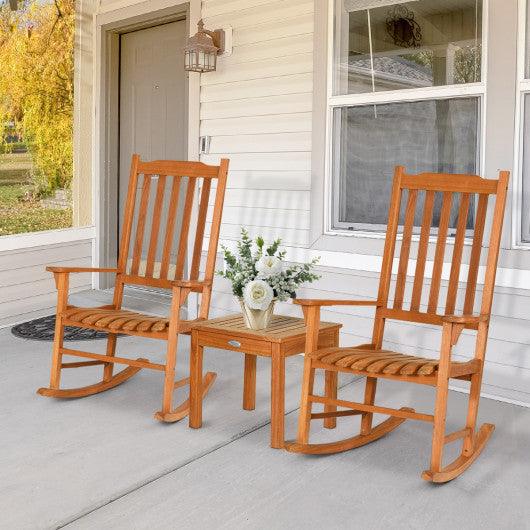 3 Pieces Eucalyptus Rocking Chair Set with Coffee Table at Set Shop and Smile