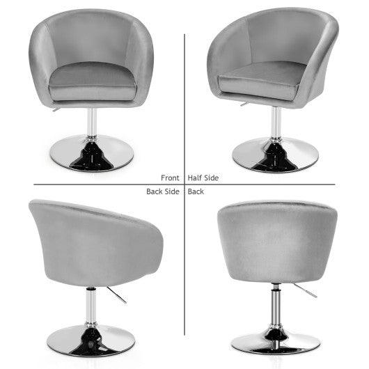 360 Degree Swivel Makeup Stool Accent Chair with Round Back and Metal Base-Gray at Set Shop and Smile