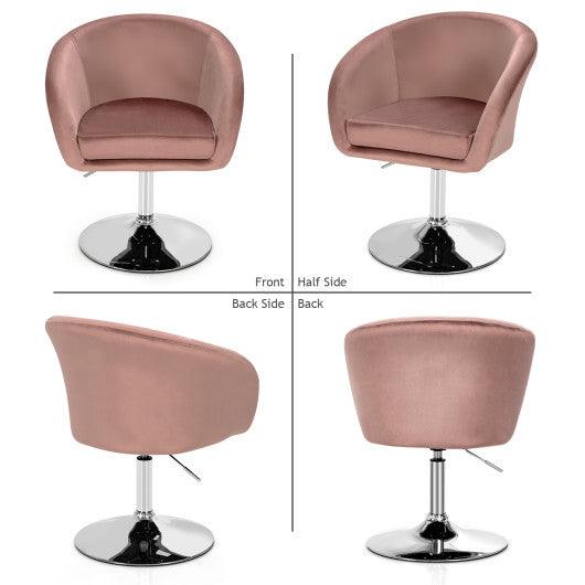 360 Degree Swivel Makeup Stool Accent Chair with Round Back and Metal Base-Pink at Set Shop and Smile
