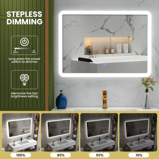 LED Wall-mounted Bathroom Rounded Arc Corner Mirror with Touch at Set Shop and Smile