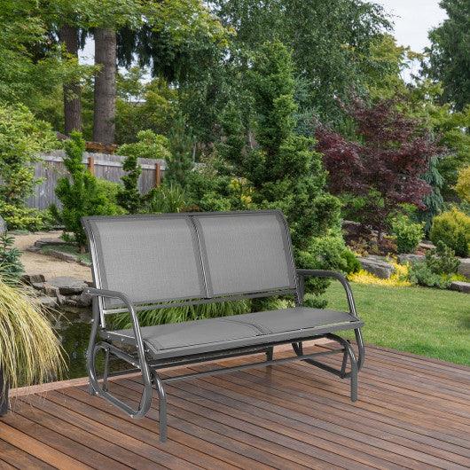 Swing Glider Chair 48 Inch Loveseat Rocker Lounge Backyard-Gray at Set Shop and Smile