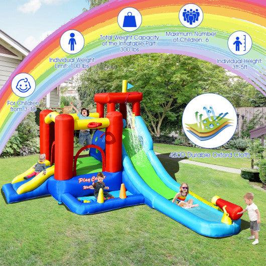 9-in-1 Inflatable Kids Water Slide Bounce House without Blower at Set Shop and Smile