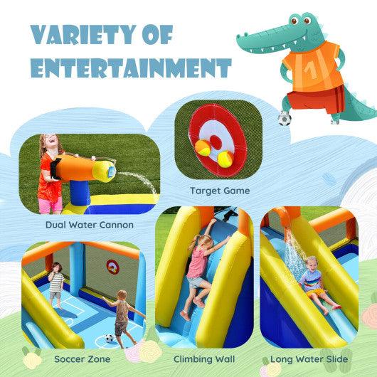 Giant Soccer Themed Inflatable Water Slide Bouncer with Splash Pool without Blower at Set Shop and Smile