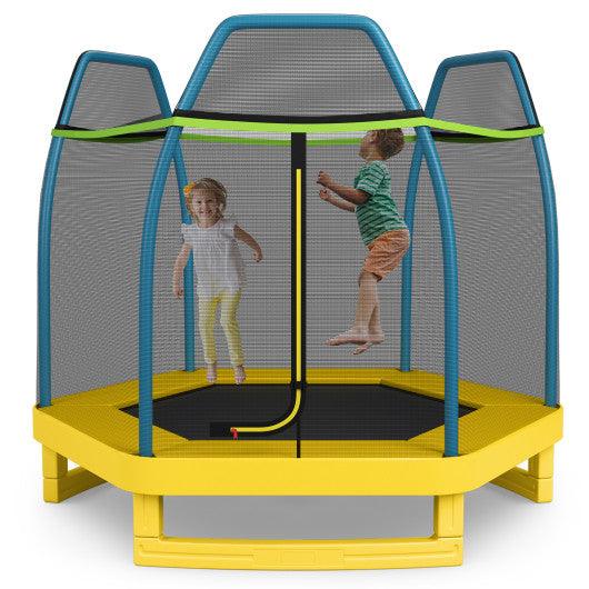 7 Feet Kids Recreational Bounce Jumper Trampoline-Yellow at Set Shop and Smile