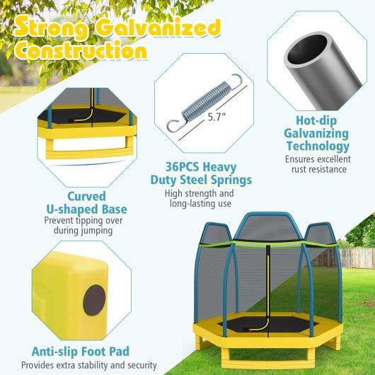 7 Feet Kids Recreational Bounce Jumper Trampoline-Yellow at Set Shop and Smile