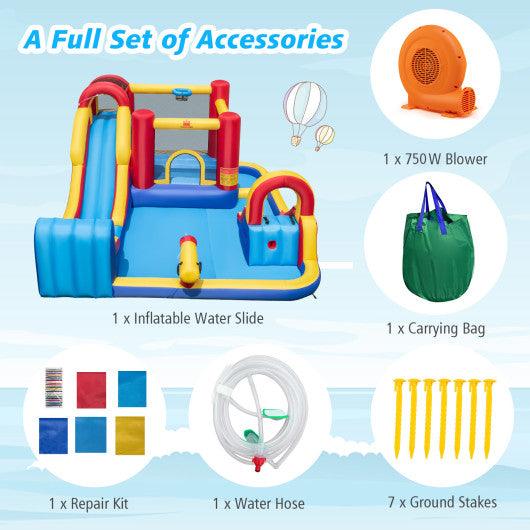 7 in 1 Outdoor Inflatable Bounce House with Water Slides and Splash Pools with 750W Blower at Set Shop and Smile