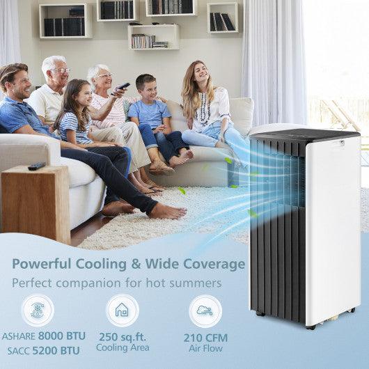 8000 BTU Portable Air Conditioner with Cool Humidifier and Sleep Mode-Black & White at Set Shop and Smile