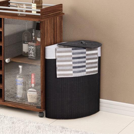 Corner Bamboo Hamper Laundry Basket-Black at Set Shop and Smile