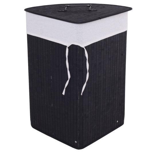 Corner Bamboo Hamper Laundry Basket-Black at Set Shop and Smile