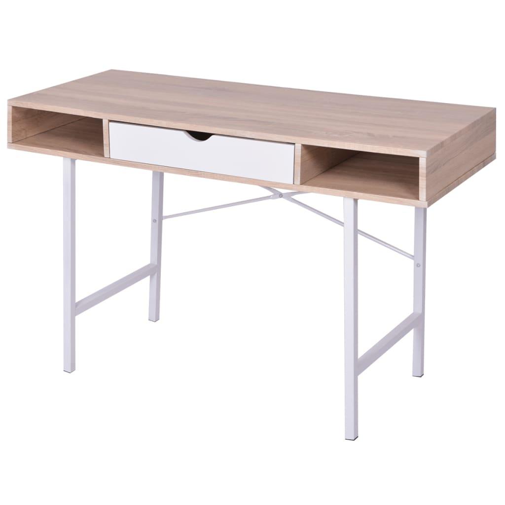 Desk with 1 Drawer Oak and White at Set Shop and Smile