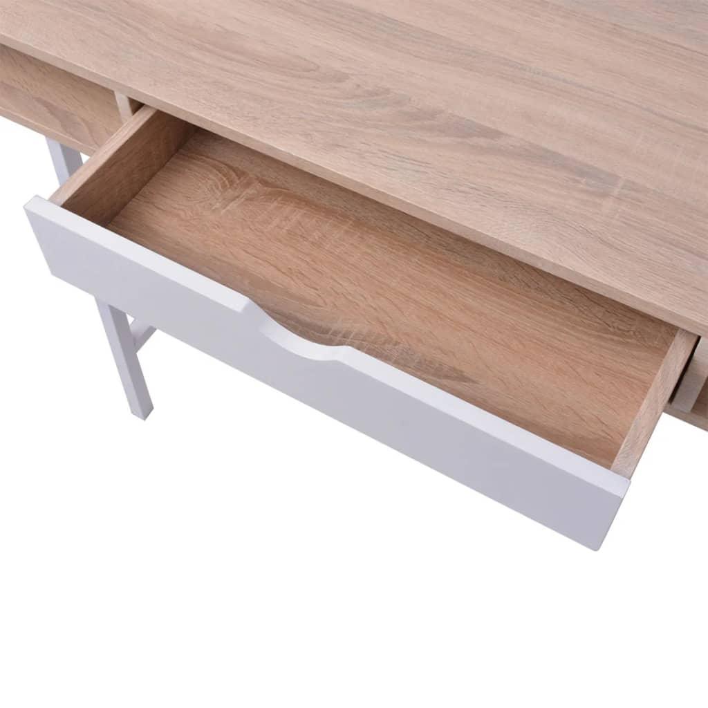 Desk with 1 Drawer Oak and White at Set Shop and Smile