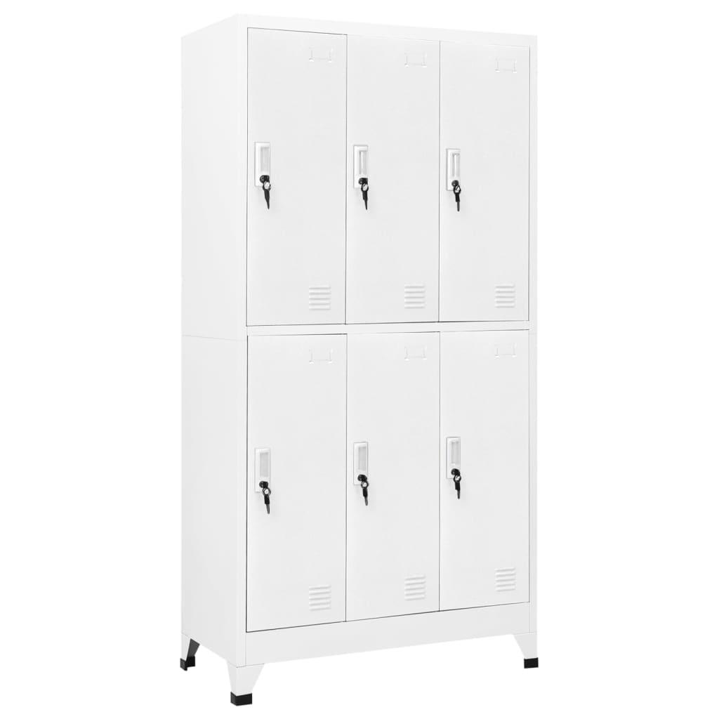 Locker Cabinet with 6 Compartments Steel 35.4"x17.7"x70.9" Gray at Set Shop and Smile