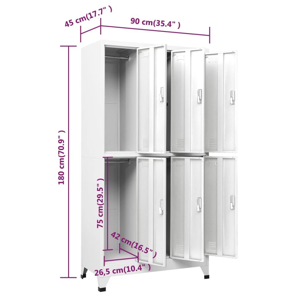 Locker Cabinet with 6 Compartments Steel 35.4"x17.7"x70.9" Gray at Set Shop and Smile