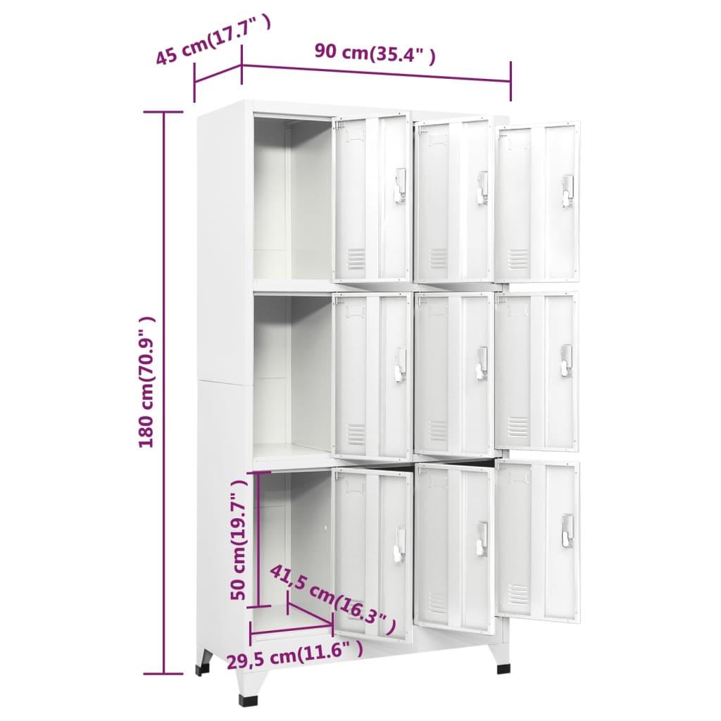 Locker Cabinet with 9 Compartments Steel 35.4"x17.7"x70.9" Gray at Set Shop and Smile