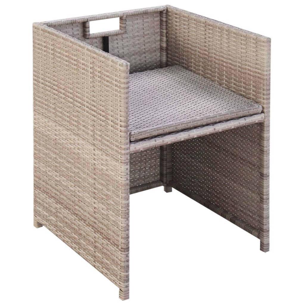 5 Piece Patio Dining Set with Cushions Poly Rattan Beige at Set Shop and Smile