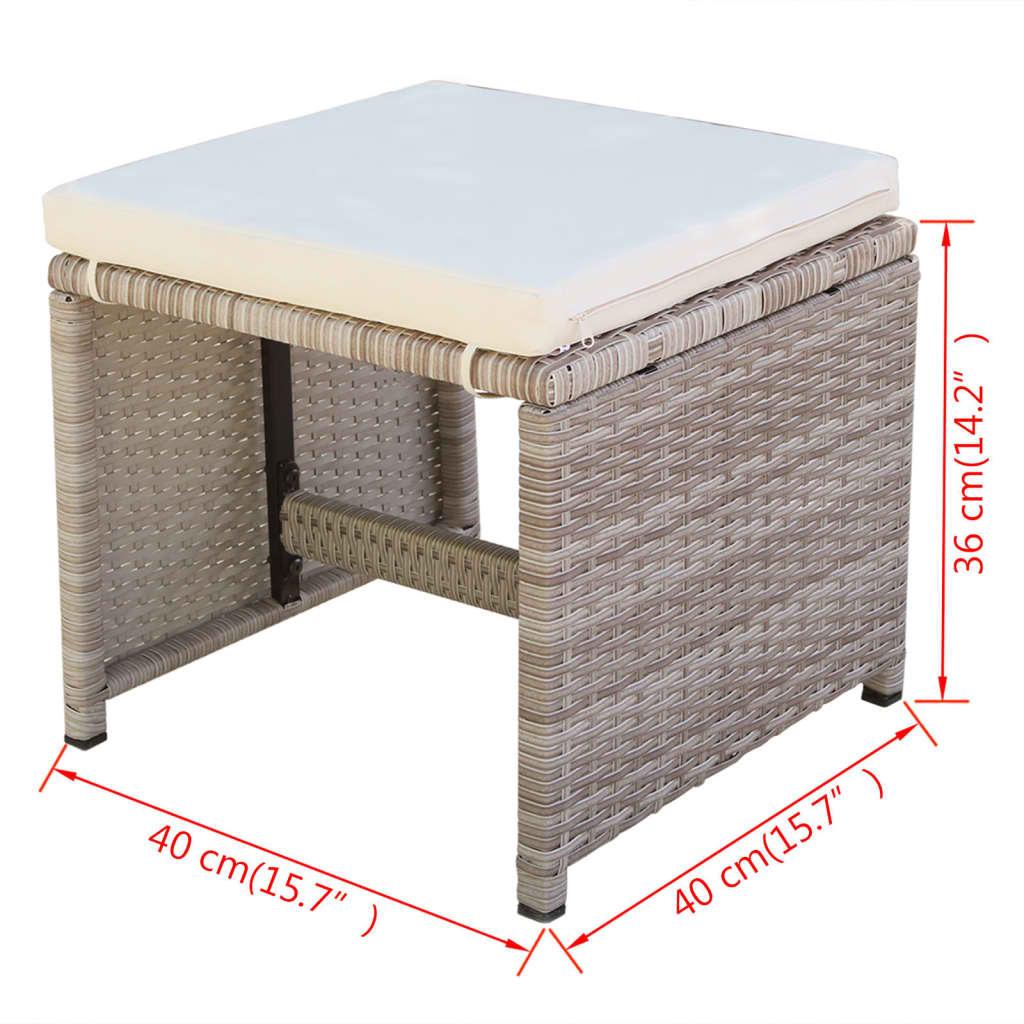 5 Piece Patio Dining Set with Cushions Poly Rattan Beige at Set Shop and Smile