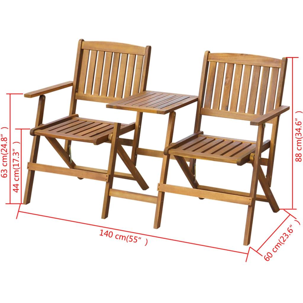 Folding Patio Bench with Tea Table 55.1" Solid Acacia Wood at Set Shop and Smile