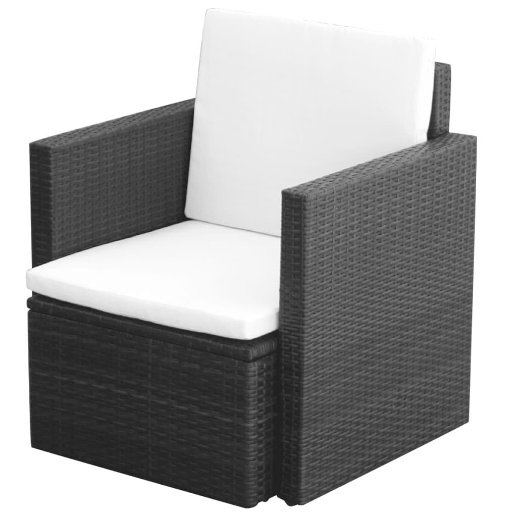 Patio Chair with Cushions and Pillows Poly Rattan Black at Set Shop and Smile