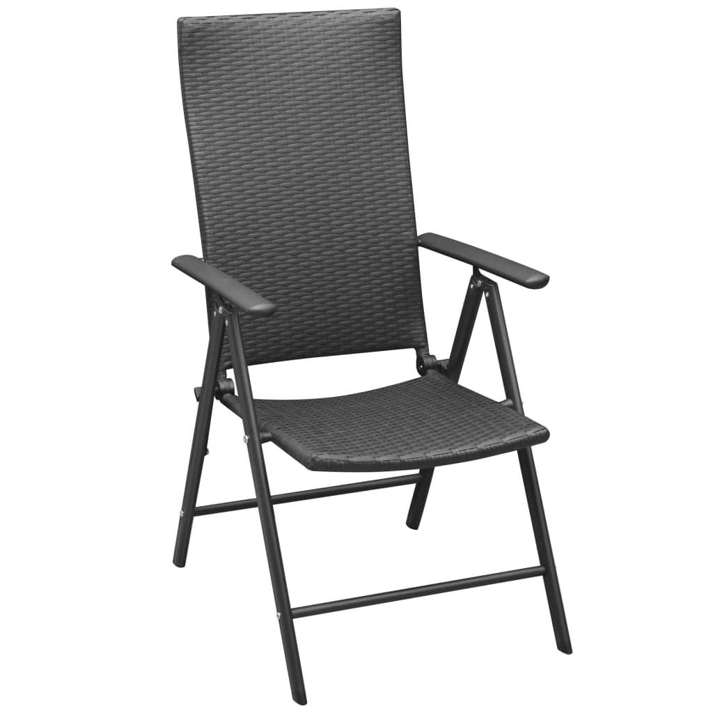 Stackable Patio Chairs 2 pcs Poly Rattan Black at Set Shop and Smile
