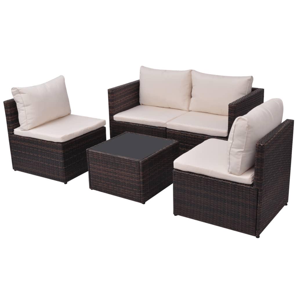 Patio Sofa Set 13 Pieces Poly Rattan Brown at Set Shop and Smile