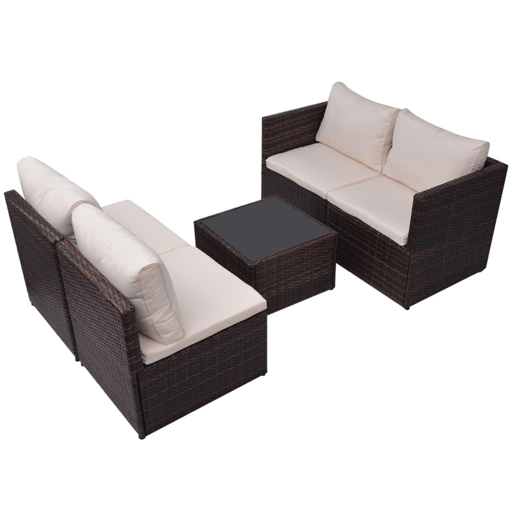 Patio Sofa Set 13 Pieces Poly Rattan Brown at Set Shop and Smile