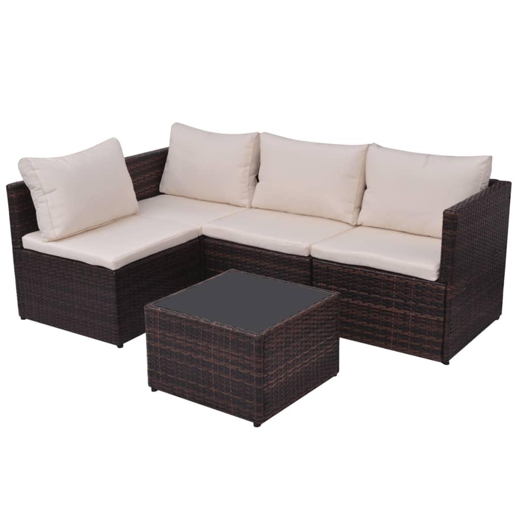 Patio Sofa Set 13 Pieces Poly Rattan Brown at Set Shop and Smile