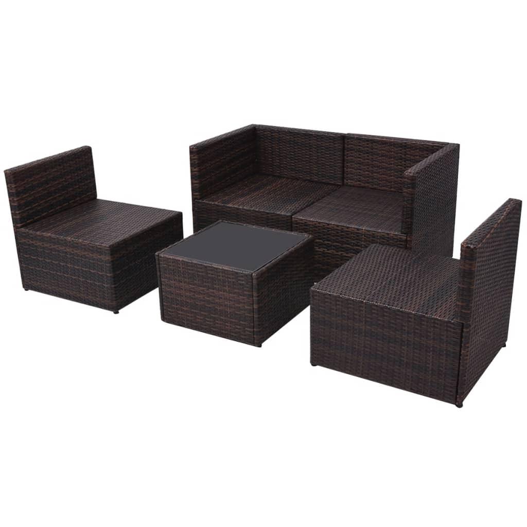 Patio Sofa Set 13 Pieces Poly Rattan Brown at Set Shop and Smile