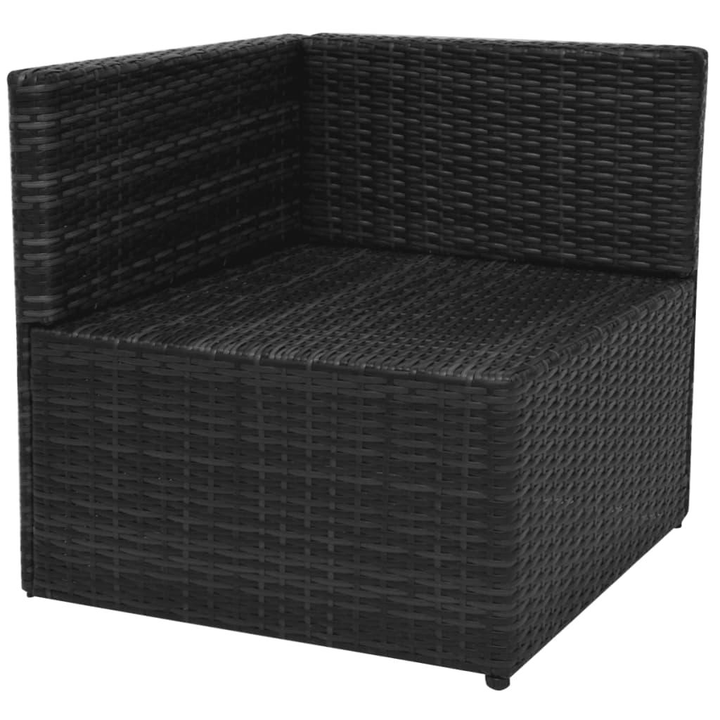 5 Piece Patio Lounge Set with Cushions Poly Rattan Black at Set Shop and Smile