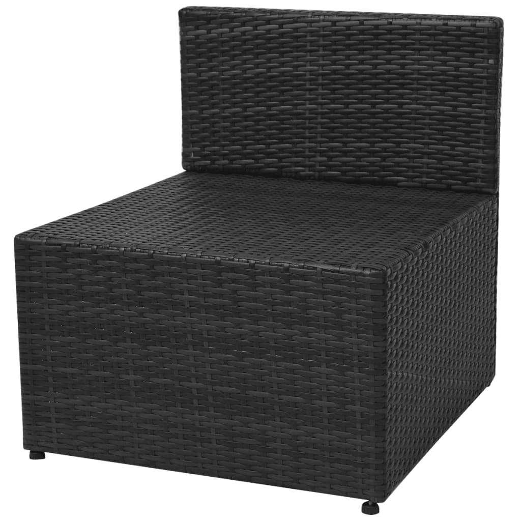 5 Piece Patio Lounge Set with Cushions Poly Rattan Black at Set Shop and Smile