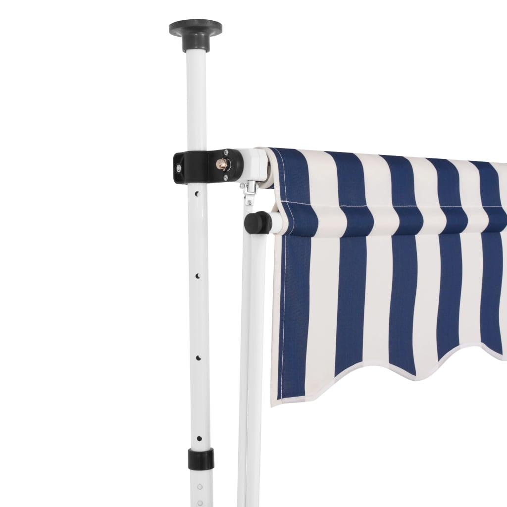 Manual Retractable Awning 118" Blue and White Stripes at Set Shop and Smile