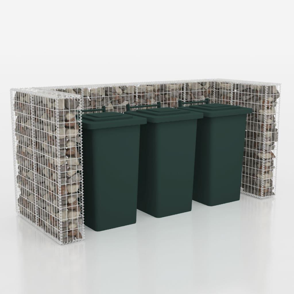Gabion Triple Wheelie Bin Surround Steel 98.4"x39.4"x47.2" at Set Shop and Smile