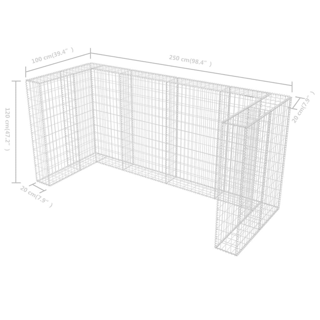 Gabion Triple Wheelie Bin Surround Steel 98.4"x39.4"x47.2" at Set Shop and Smile