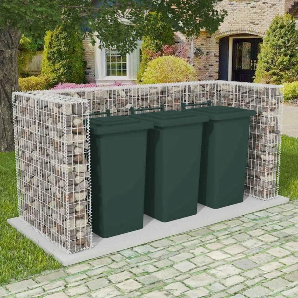 Gabion Triple Wheelie Bin Surround Steel 98.4"x39.4"x47.2" at Set Shop and Smile