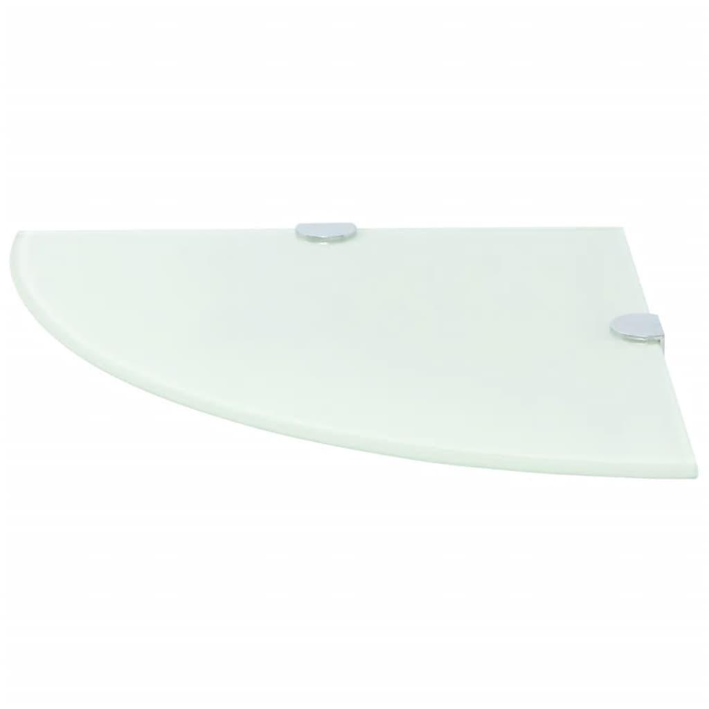 Corner Shelf with Chrome Supports Glass White 9.8"x9.8" at Set Shop and Smile