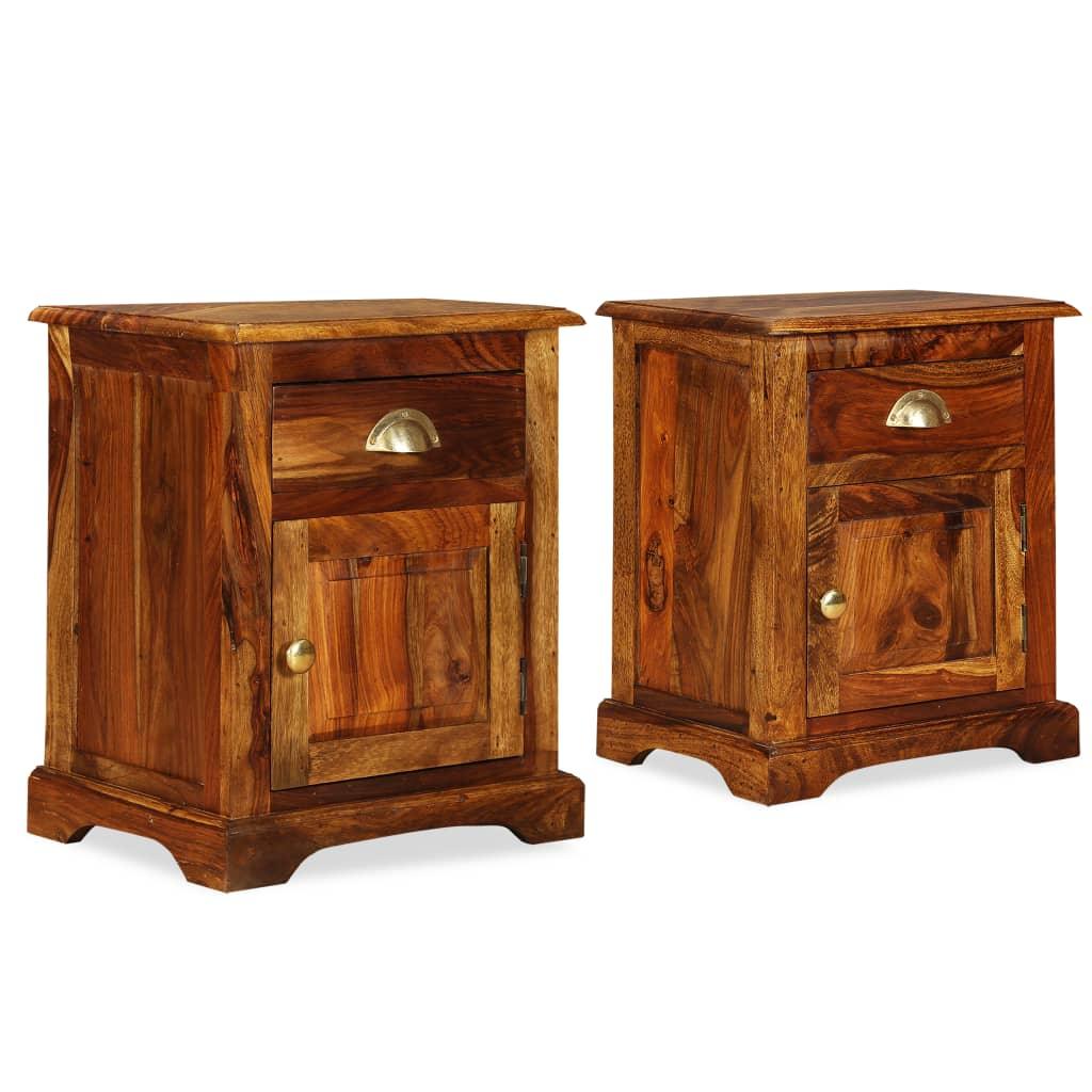Bedside Cabinet 2 pcs 15.7"x11.8"x19.7" Solid Sheesham Wood at Set Shop and Smile