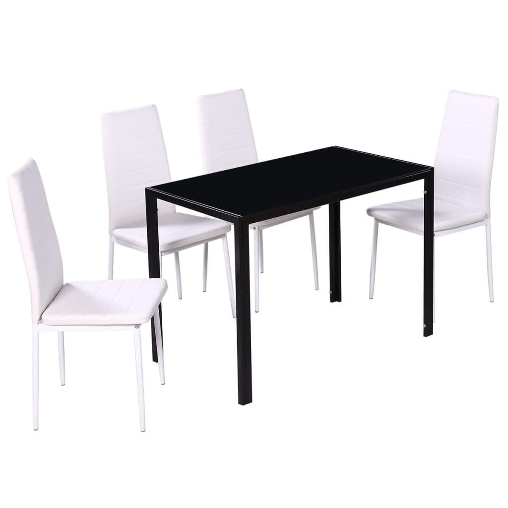 Five Piece Dining Table and Chair Set Black and White at Set Shop and Smile