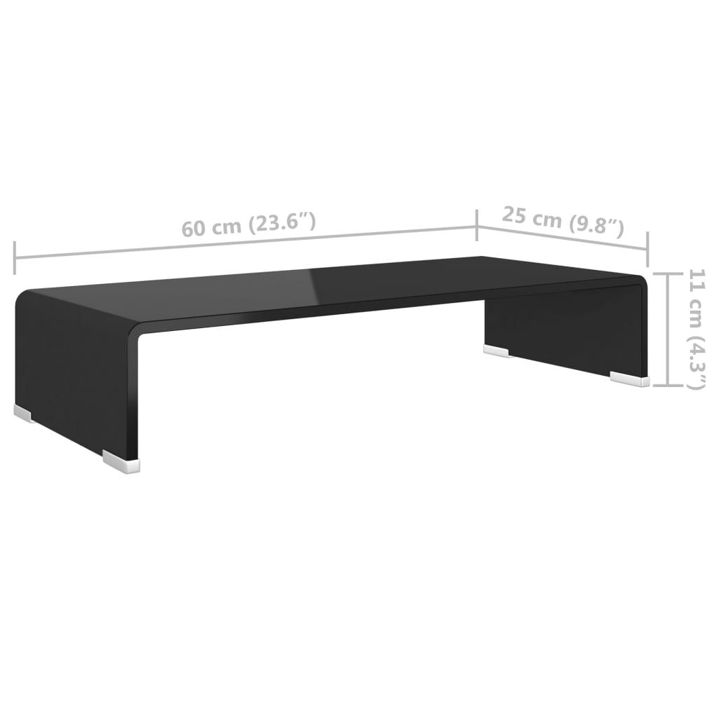 TV Stand / Monitor Riser Glass Black 23.6"x9.8"x4.3" at Set Shop and Smile