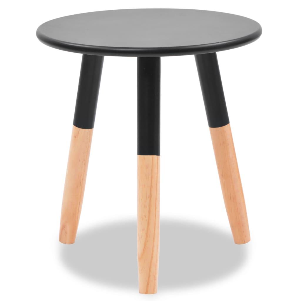 Side Table Set 2 Pieces Solid Pinewood Black at Set Shop and Smile