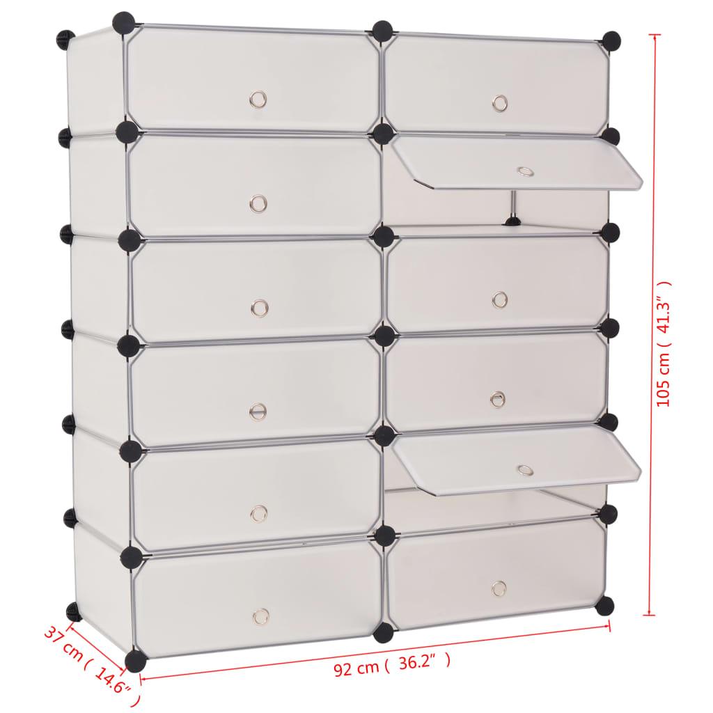 Interlocking Shoe Organizer with 12 Compartments White at Set Shop and Smile