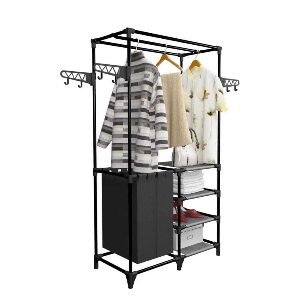 Clothes Rack Steel and Non-woven Fabric 34.3"x17.3"x62.2" Black at Set Shop and Smile