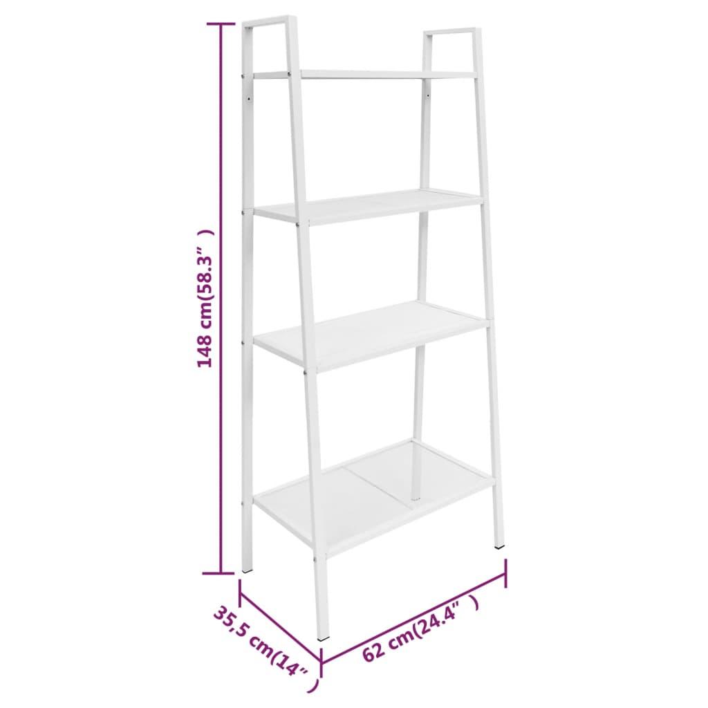 Ladder Bookcase 4 Tiers Metal White at Set Shop and Smile