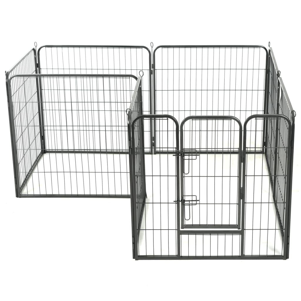 Dog Playpen 8 Panels Steel 31.5"x31.5" Black at Set Shop and Smile