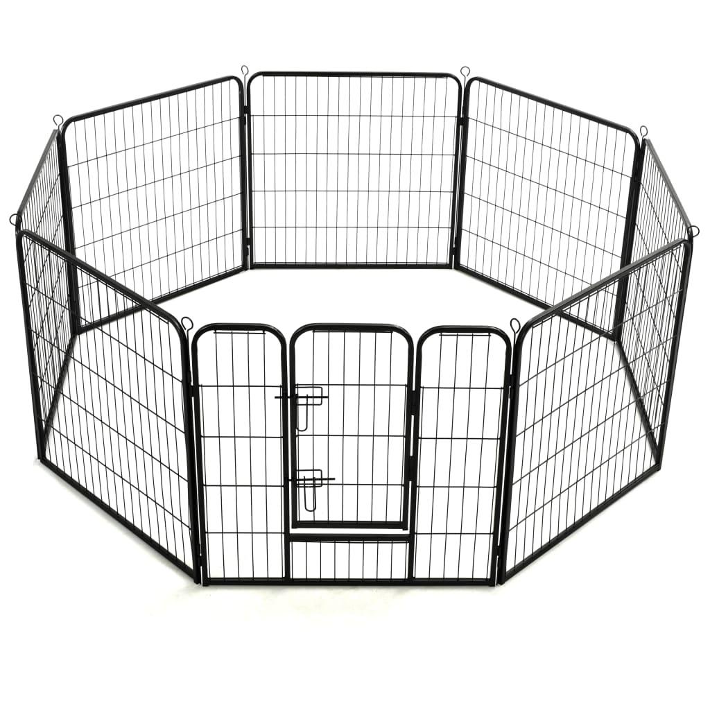 Dog Playpen 8 Panels Steel 31.5"x31.5" Black at Set Shop and Smile