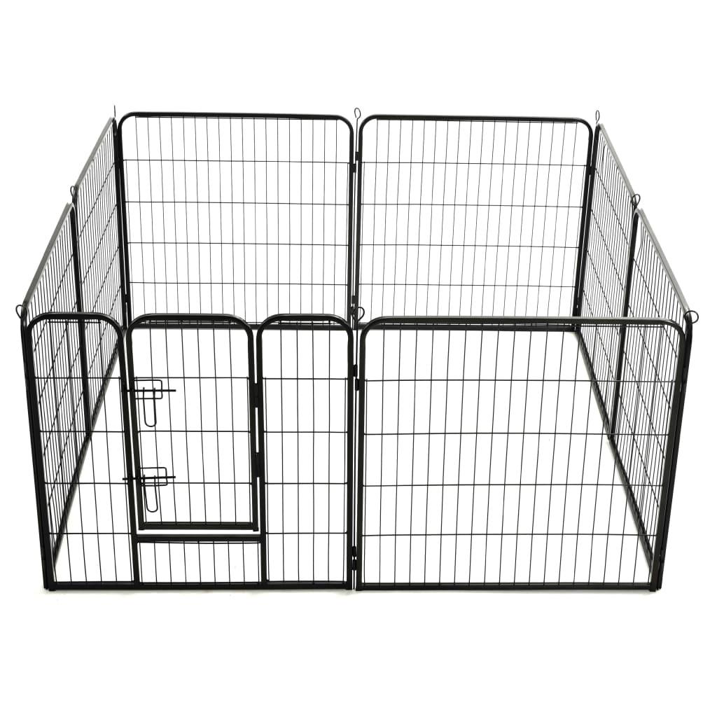 Dog Playpen 8 Panels Steel 31.5"x31.5" Black at Set Shop and Smile